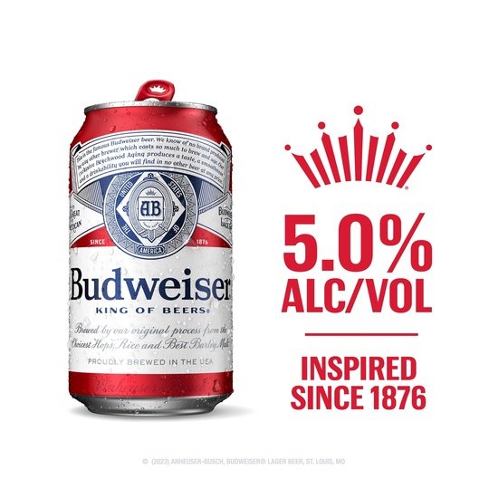 Budweiser Beer, 30 Pack Beer, 12 fl oz Aluminum Cans, 5 % ABV, Domestic Lager