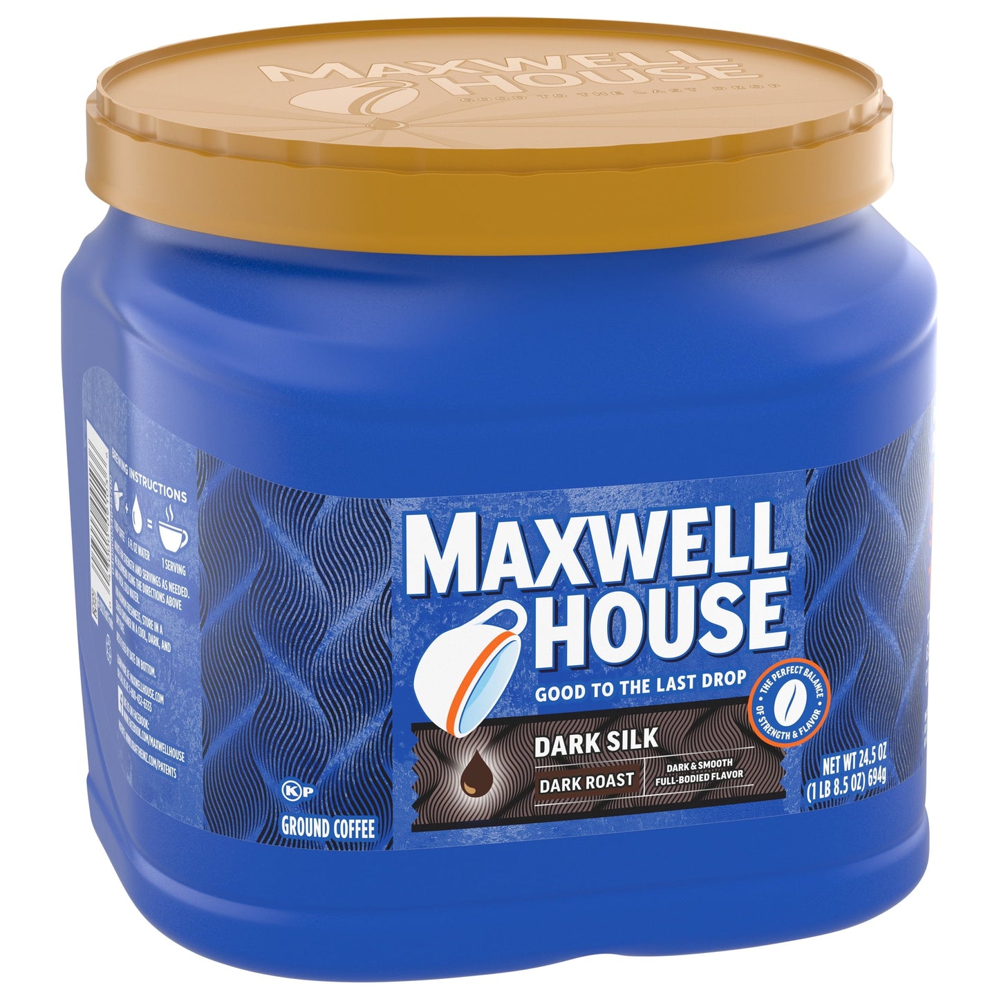 Maxwell House Dark Silk Dark Roast Ground Coffee, 24.5 oz Canister