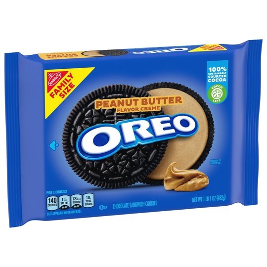 OREO Peanut Butter Creme Chocolate Sandwich Cookies, Family Size, 17 oz