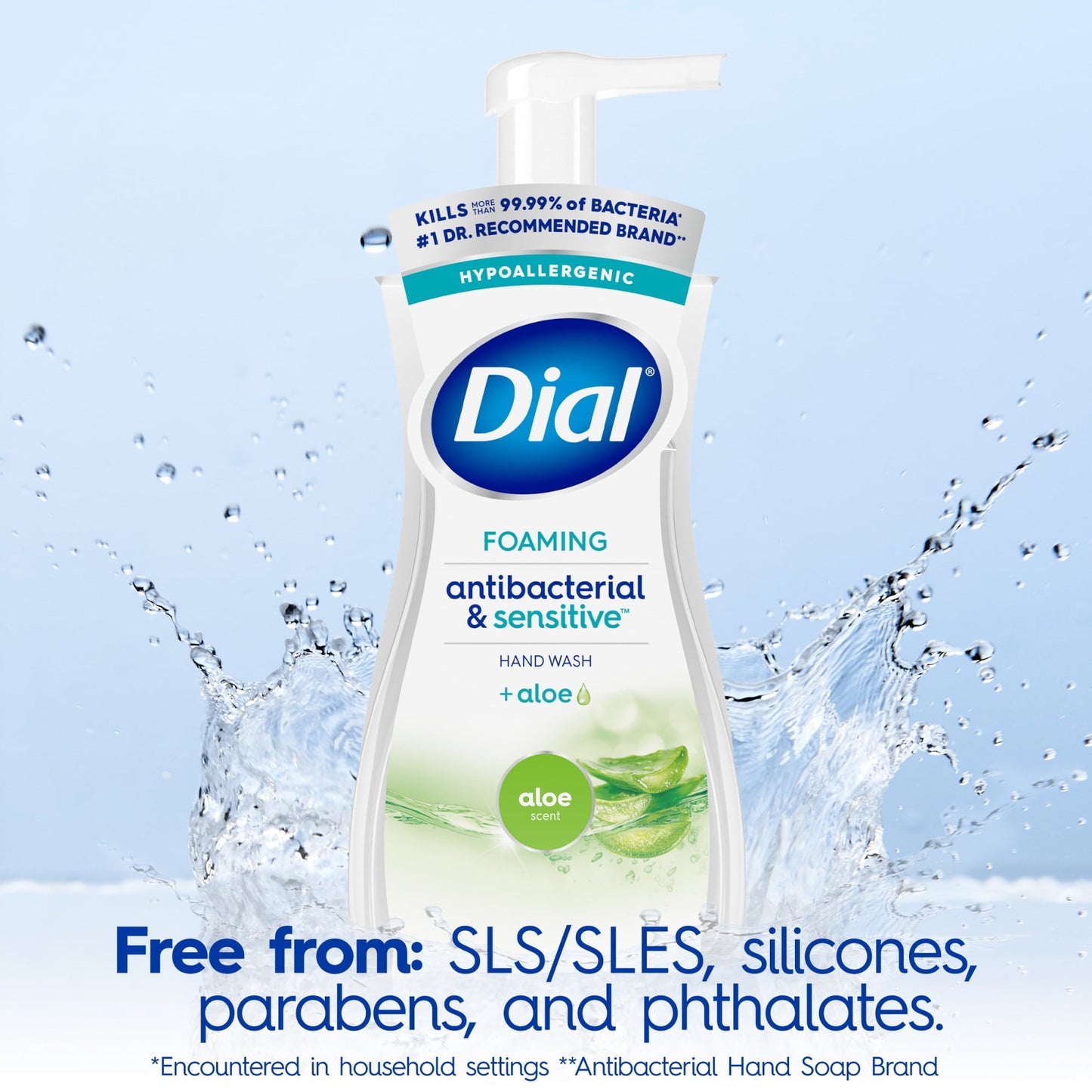 Dial Clean + Gentle Antibacterial Foaming Hand Wash, Aloe Scent, 7.5 fl oz