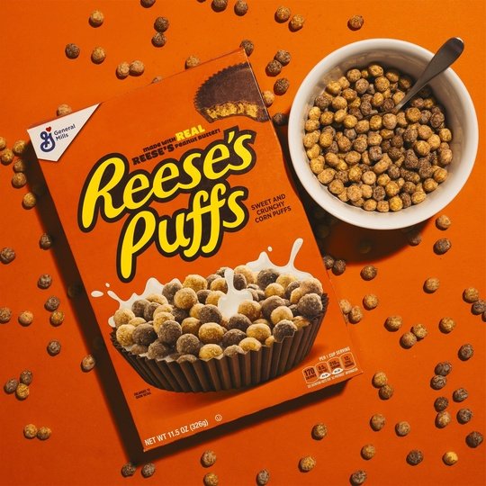 REESEâS PUFFS Chocolatey Peanut Butter Cereal, Kid Breakfast Cereal, Family Size, 19.7 oz