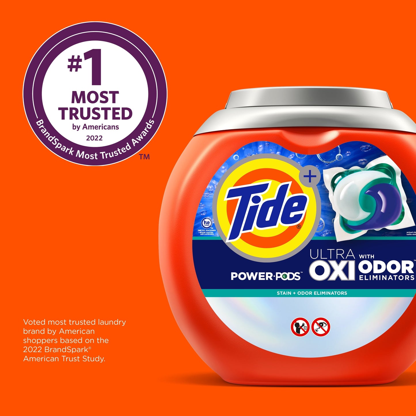 Tide Power Pods Laundry Detergent Soap Packs with Ultra Oxi, 45 Ct
