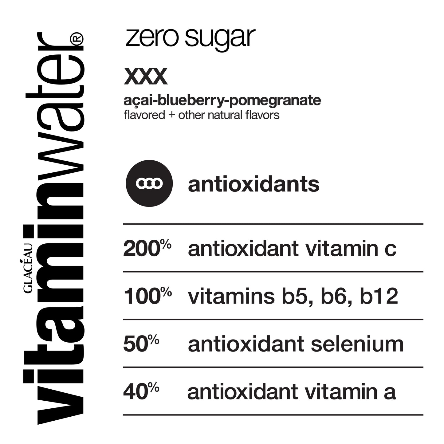 vitaminwater electrolyte enhanced acai-blueberry-pomegranate water, 16.9 fl oz, 6 count bottles