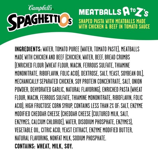 SpaghettiOs A to Z's Canned Pasta with Meatballs, 15.6 oz Can