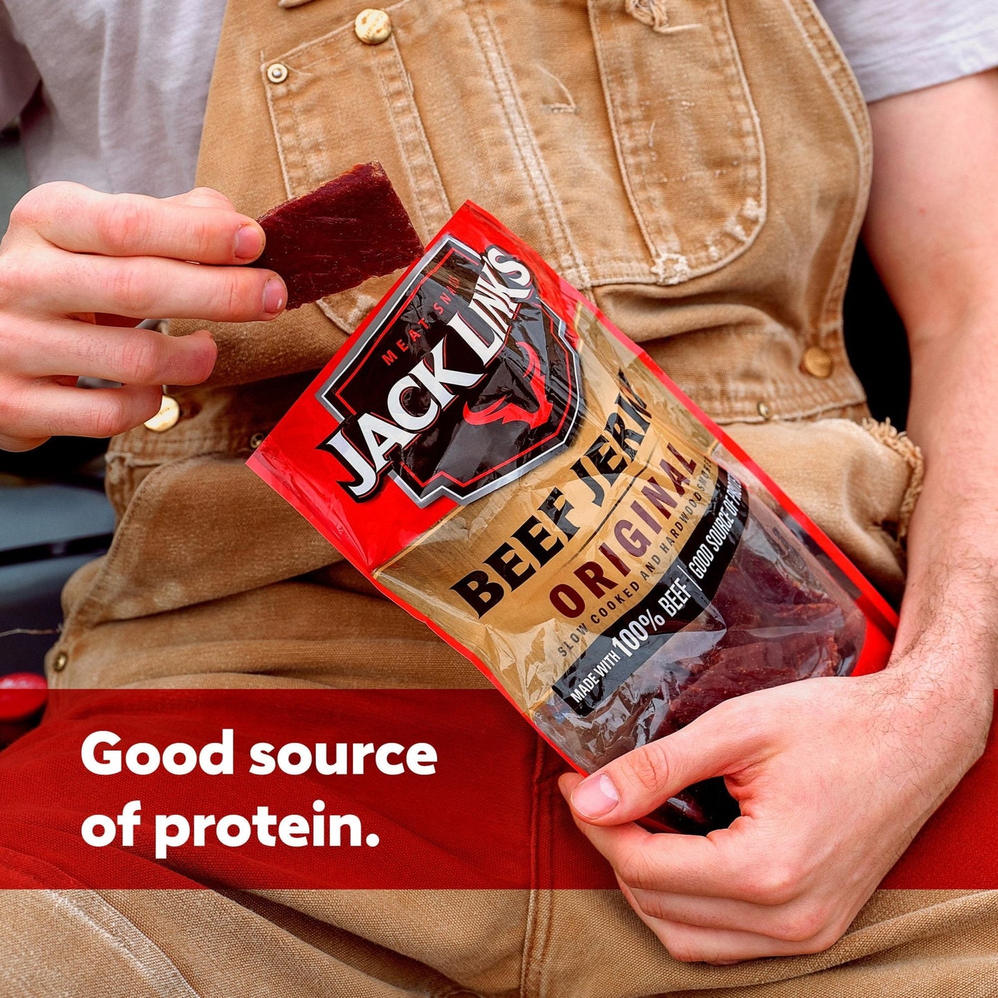 Jack Link’s Beef Jerky, 100% Beef, Original, 2.85 oz, 10g of Protein per Serving