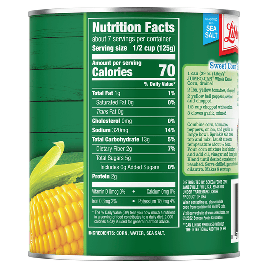 Libby's Whole Kernel Sweet Corn, 29 oz Jumbo Can