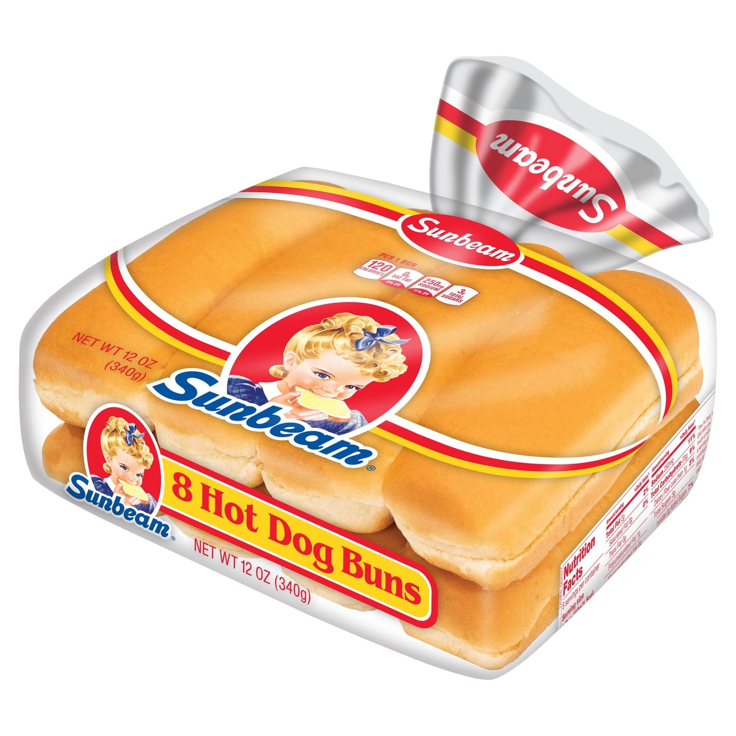 Sunbeam Hot Dog Buns, Enriched White Bread Hot Dog Buns, 8 Count