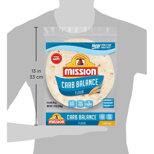 Mission Carb Balance Low Carb High Fiber Soft Taco Flour Tortillas, 8 Count