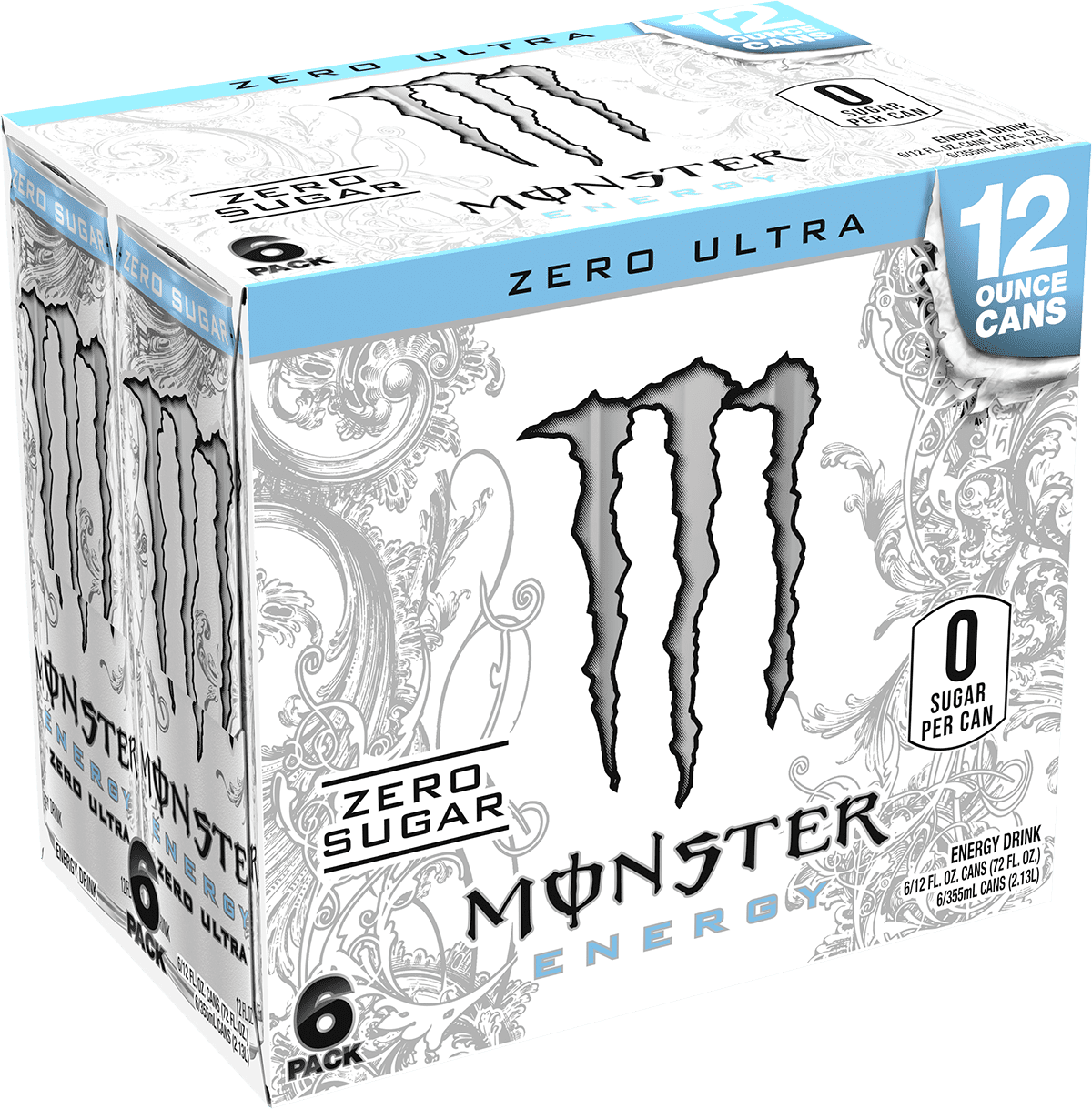 Monster Energy, Zero Ultra, Sugar Free Energy Drink, 12 fl oz, 6 Pack