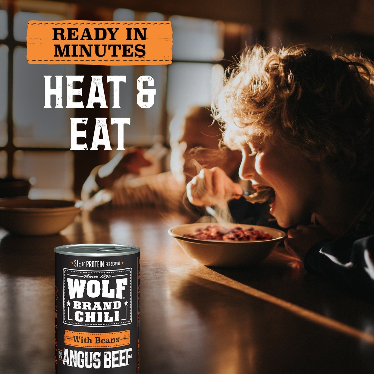 WOLF BRAND Angus With Beans Chili, 15 oz.