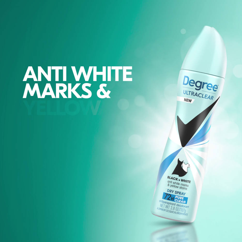 Degree Ultra Clear Long Lasting Women's Antiperspirant Deodorant Dry Spray, Pure Clean, 3.8 oz
