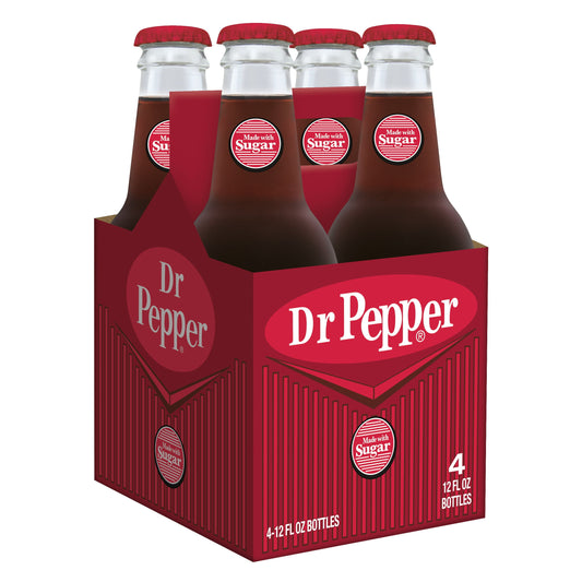 Dr Pepper Made with Sugar Soda, 12 fl oz, 4 Count