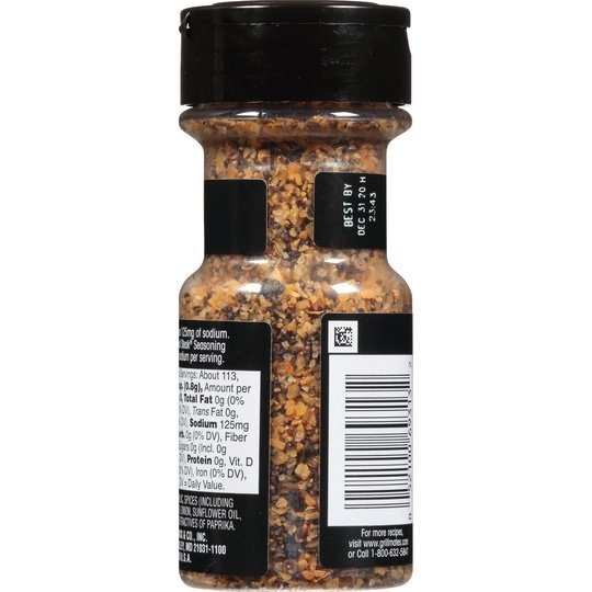 McCormick Grill Mates 25% Less Sodium Montreal Steak Seasoning, 3.18 oz Mixed Spices & Seasonings