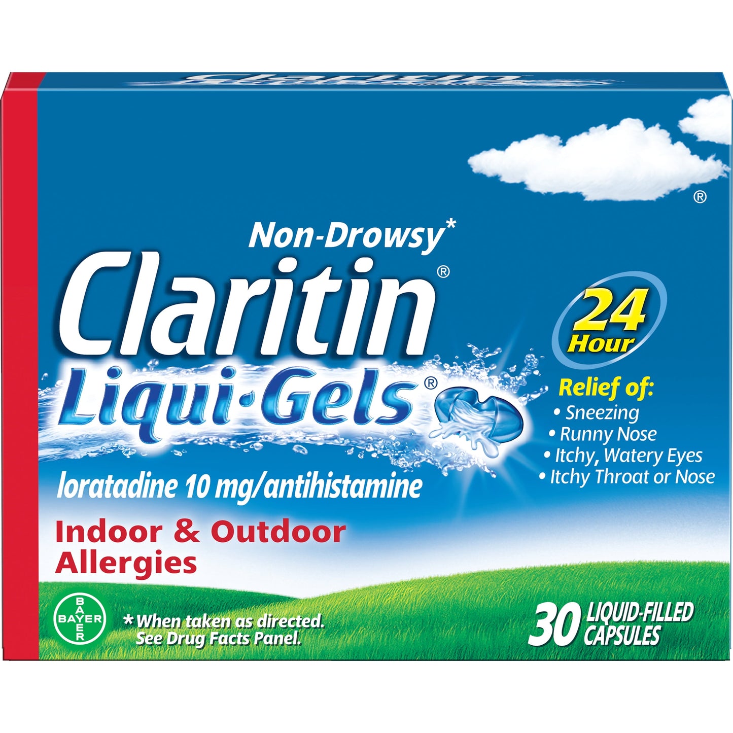 Claritin Liqui-Gels 24 Hour Non-Drowsy Allergy Medicine, Loratadine Antihistamine Capsules, 30 Ct