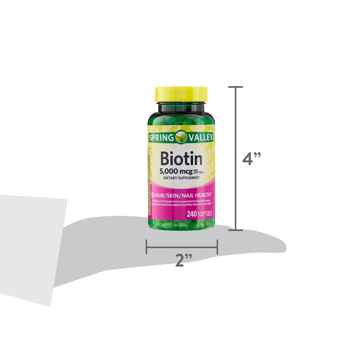 Spring Valley Biotin Softgels Dietary Supplement, 5,000 mcg, 240 Count