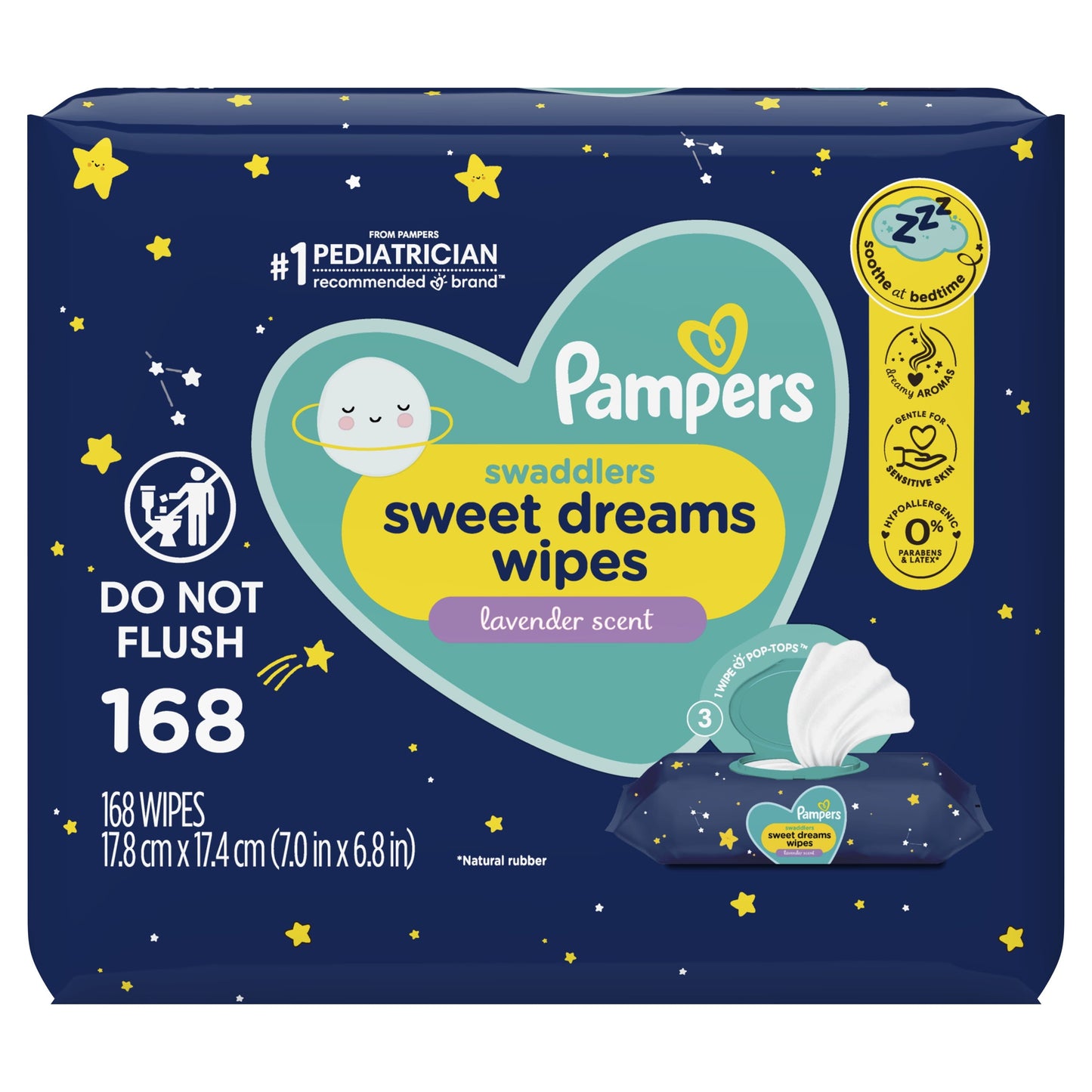 Pampers Sweet Dreams Nighttime Lavender Baby Wipes 3X Flip-Top Packs 168ct