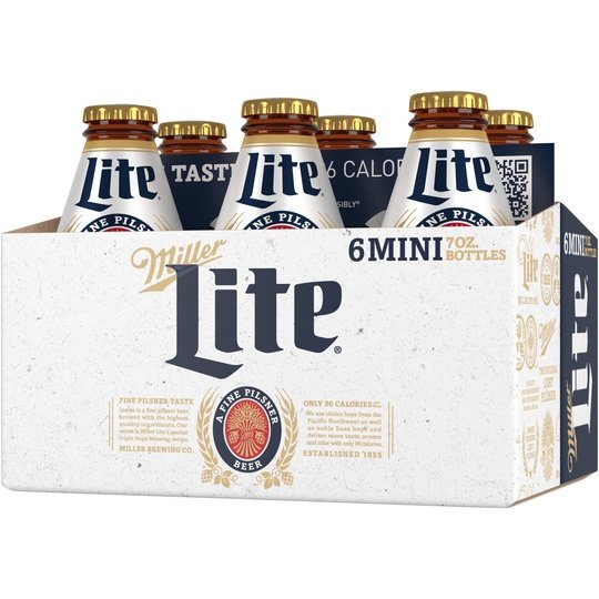 Miller Lite Lager Beer, 6 Pack, 7 fl oz Bottles, 4.2% ABV