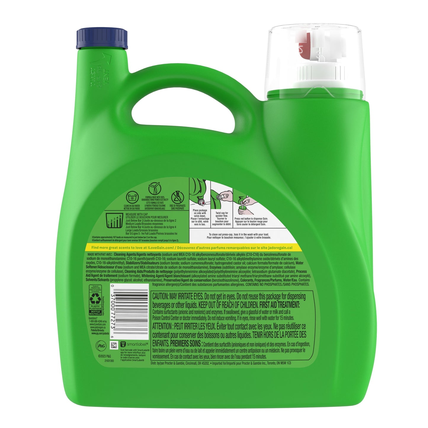 Gain + Aroma Boost Liquid Laundry Detergent, Original Scent, 107 Loads, 154 fl oz