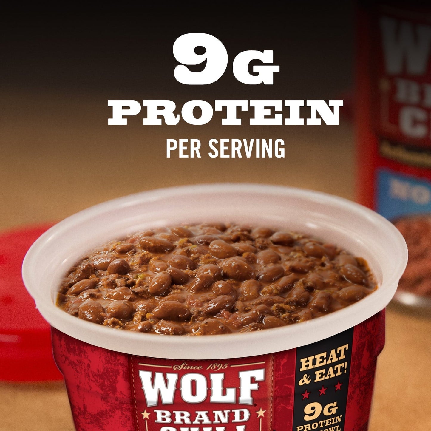 Wolf Brand Chili With Beans, Microwavable Bowls, 7.25 oz.