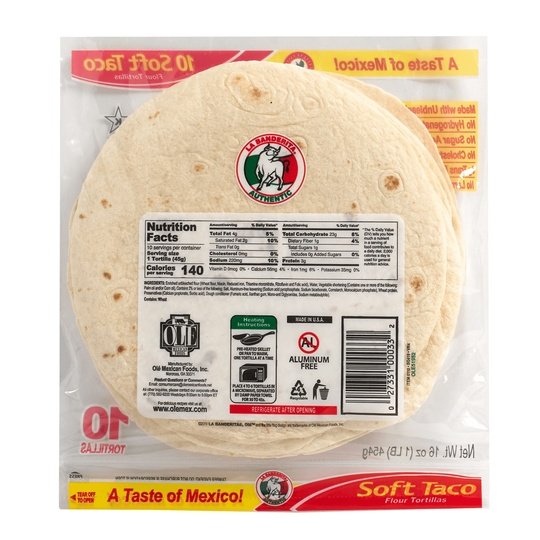 La Banderita Flour 8" Large Soft Taco Tortillas, 10 Ct