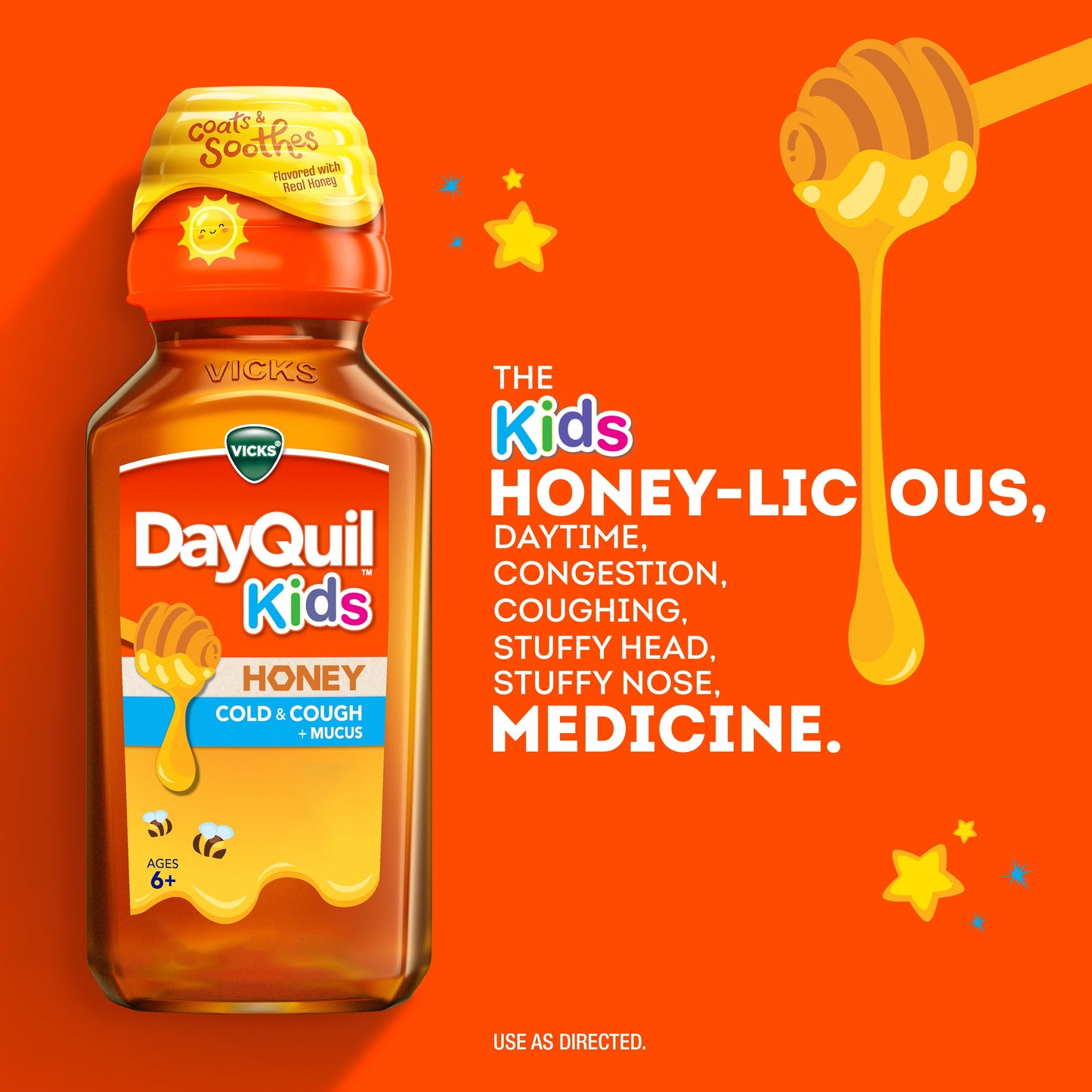 Vicks DayQuil Kids & NyQuil Kids Cold & Cough Relief LIquid, Over-the-Counter Medicine, Honey, 2x8 oz