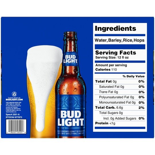 Bud Light Beer, 20 Pack Lager Beer, 12 fl oz Glass Bottles, 4.2 % ABV, Domestic