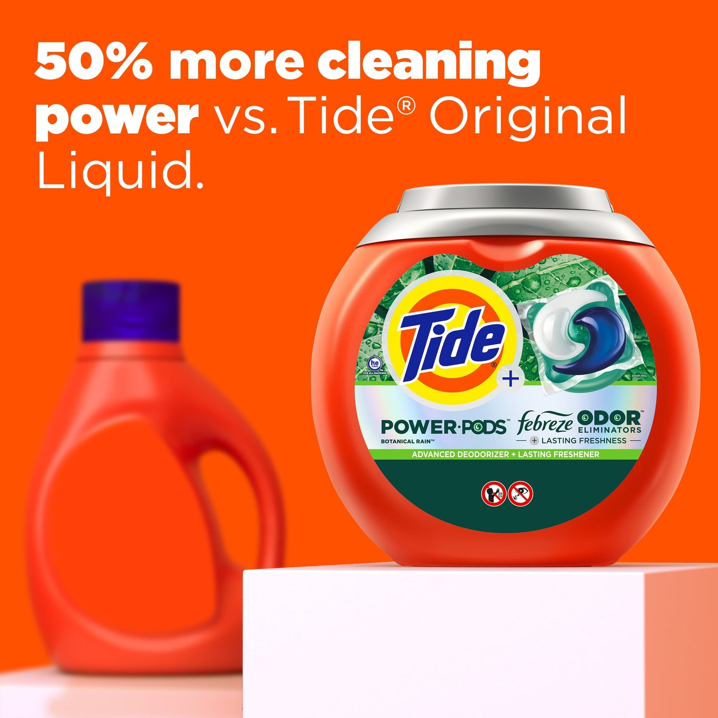 Tide Power Pods Laundry Detergent Soap Packs with Febreze, Botanical Rain, 25 Ct