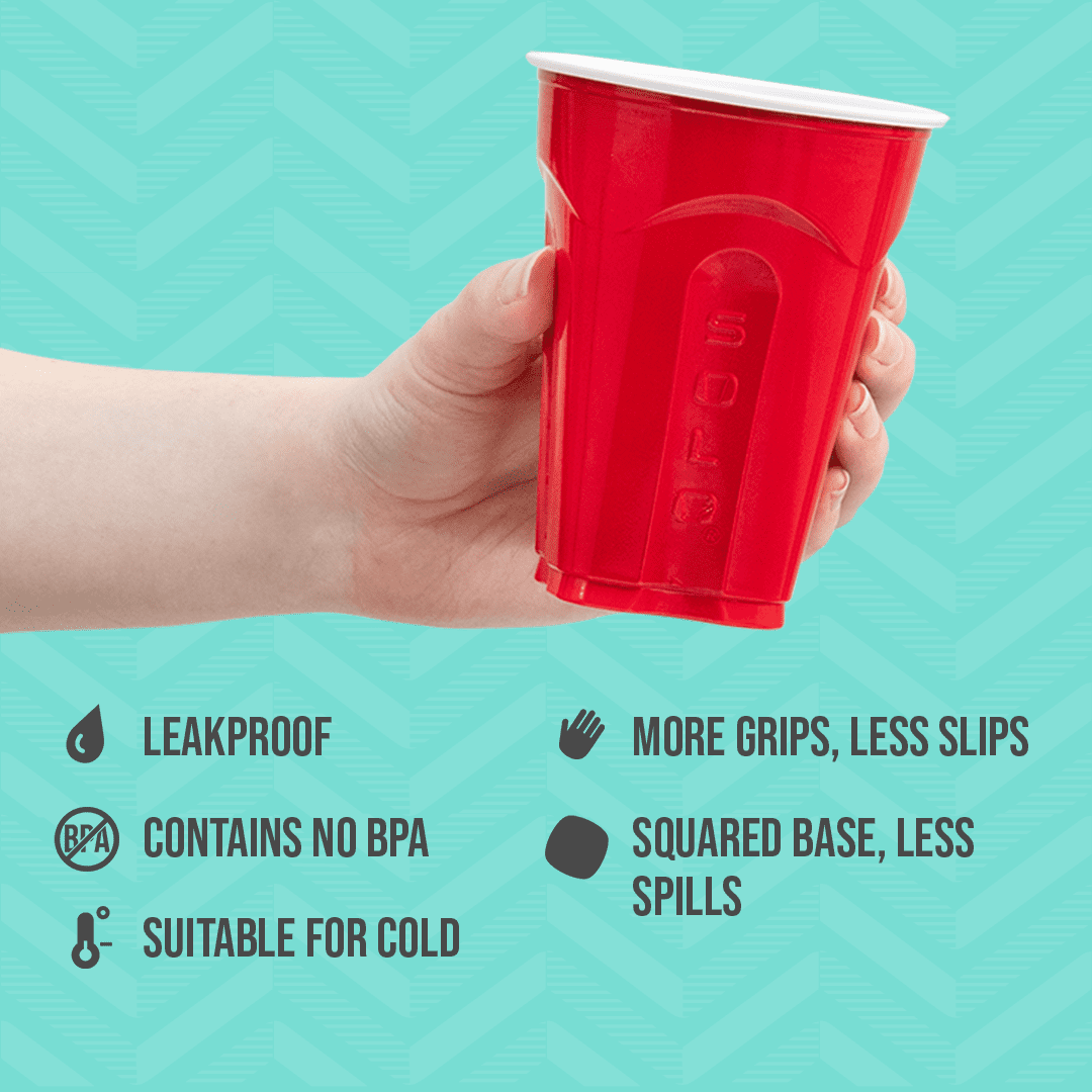 Solo Disposable Plastic Cups, Red, 18oz, 50 Count