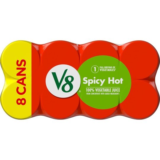 V8 Spicy Hot 100% Vegetable Juice, 5.5 fl oz Can (Pack of 8)