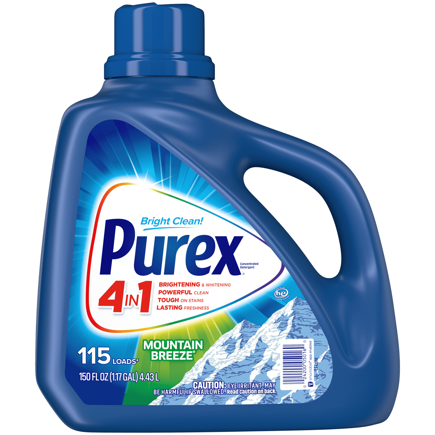 Purex Liquid Laundry Detergent, Mountain Breeze, 150 Fluid Ounces, 115 Loads