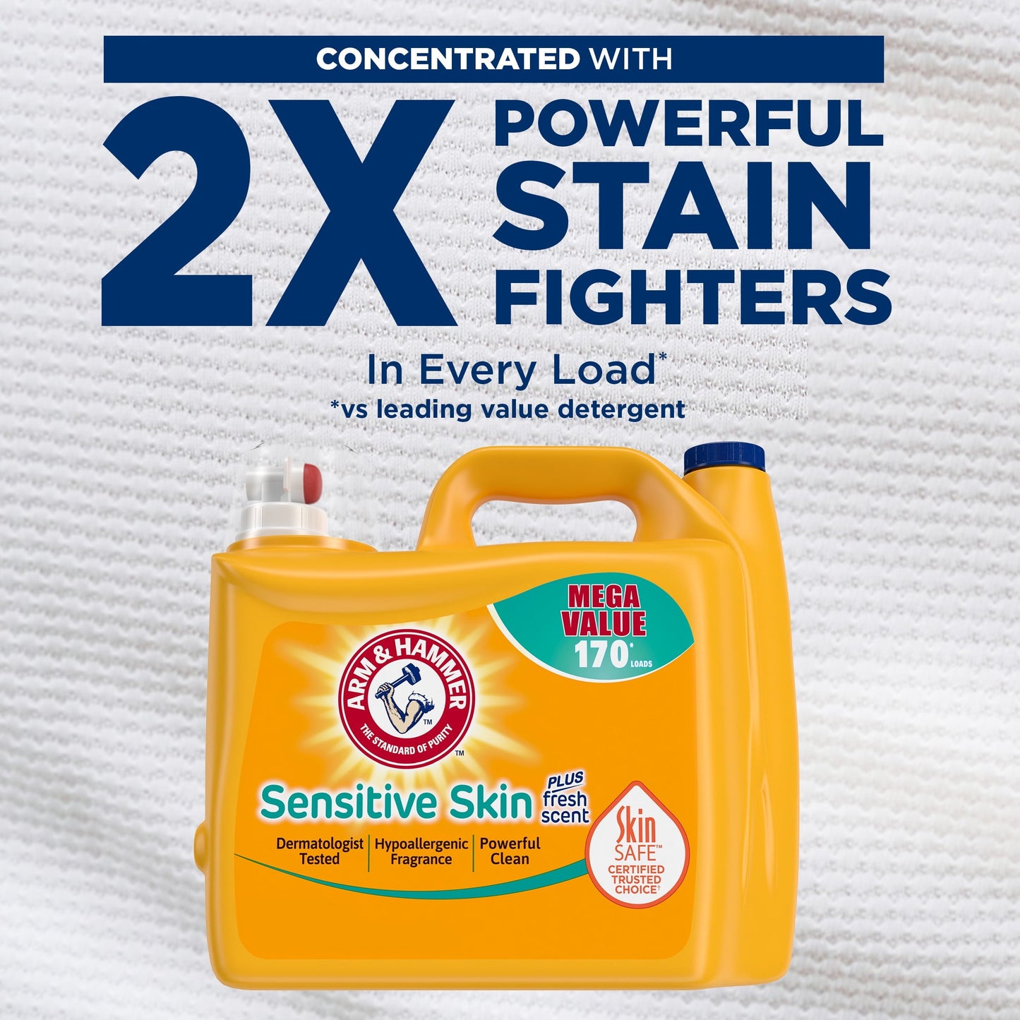 Arm & Hammer Sensitive Skin Plus Fresh Scent Liquid Laundry Detergent, 170 fl oz, 170 Loads