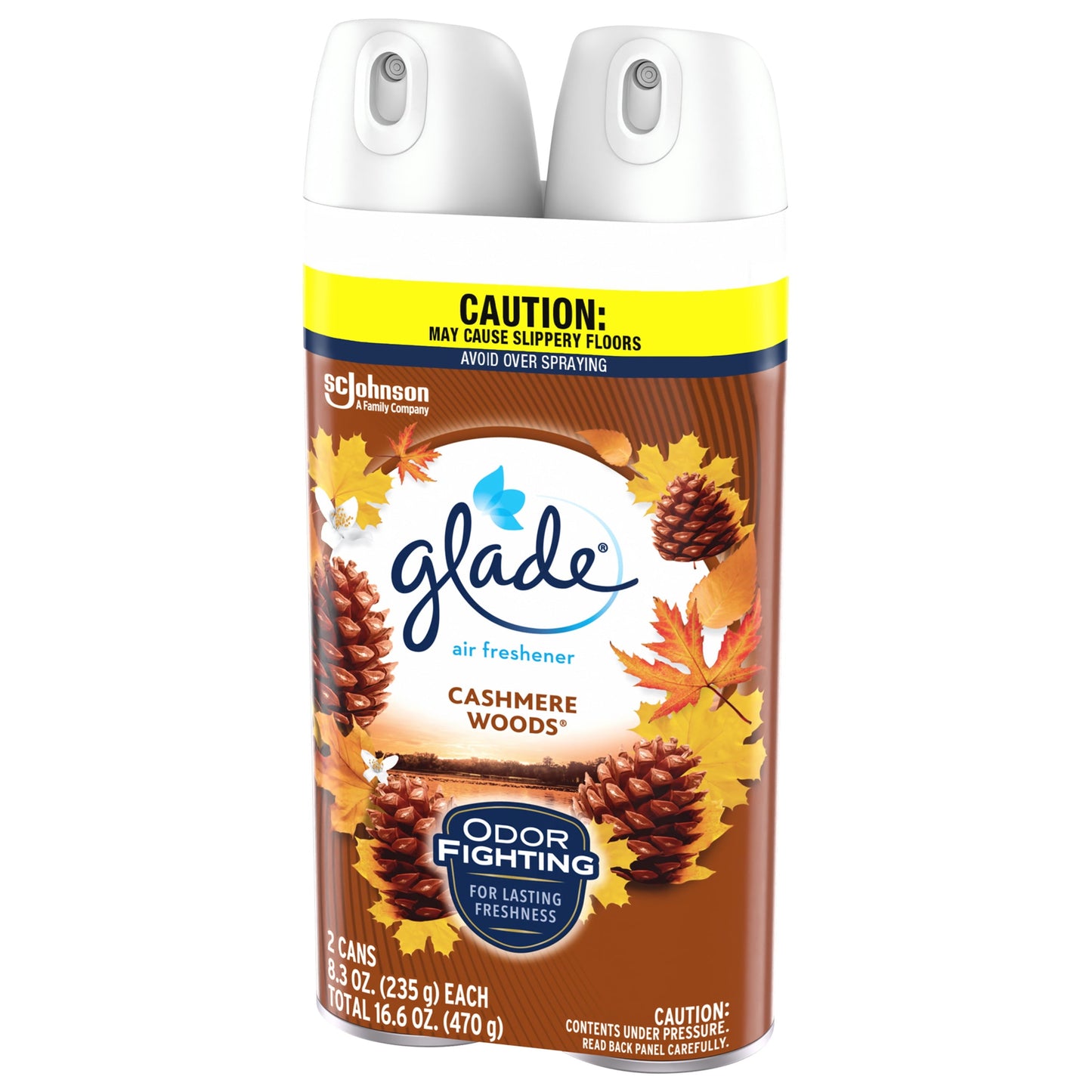 Glade Aerosol Spray, Air Freshener for Home, Cashmere Woods Scent, Fragrance Infused with Essential Oils, Invigorating and Refreshing, with 100% Natural Propellent, 8.3 oz, 2 Pack