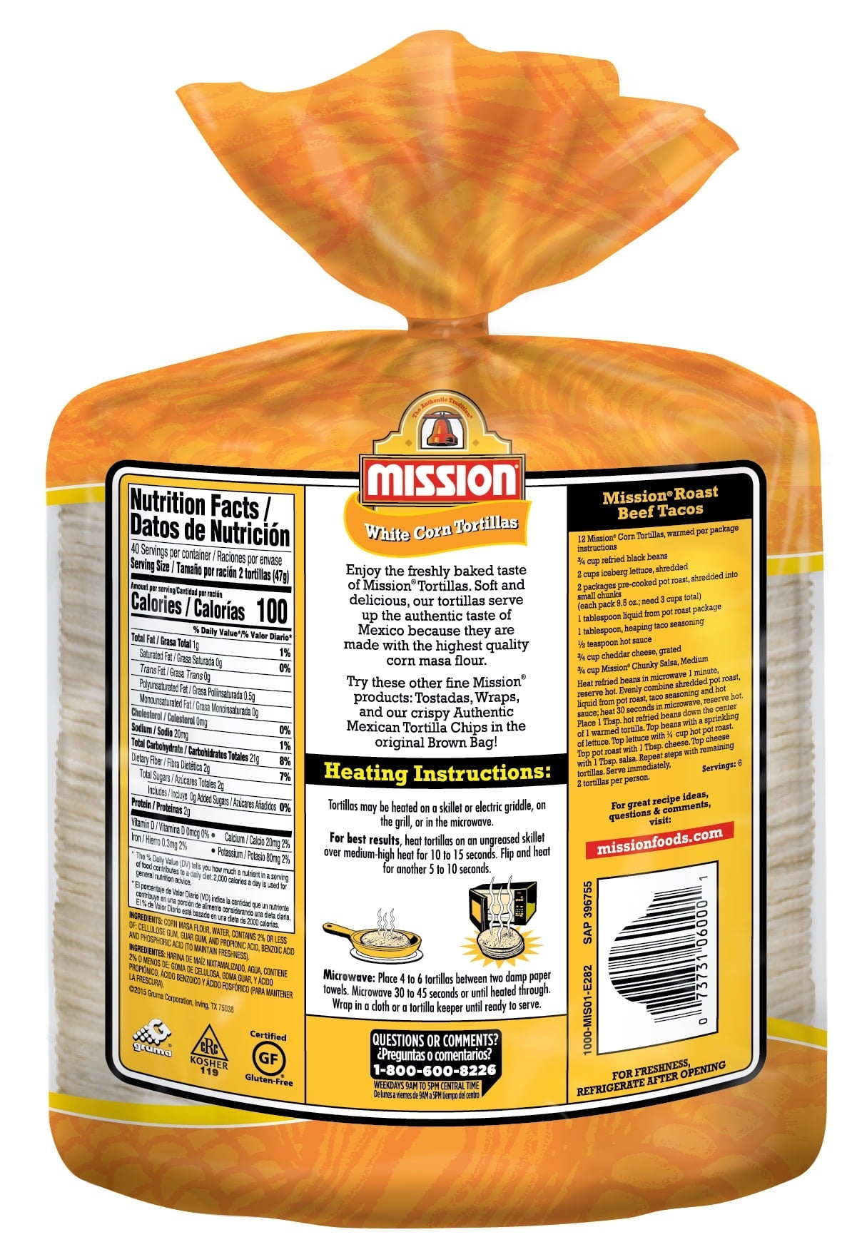 Mission Gluten-Free White Corn Tortillas, 80 Count