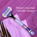 Gillette Venus Miami Midnight Extra Smooth Women's Razor Handle, 2 Blade Refills and Shower Hook