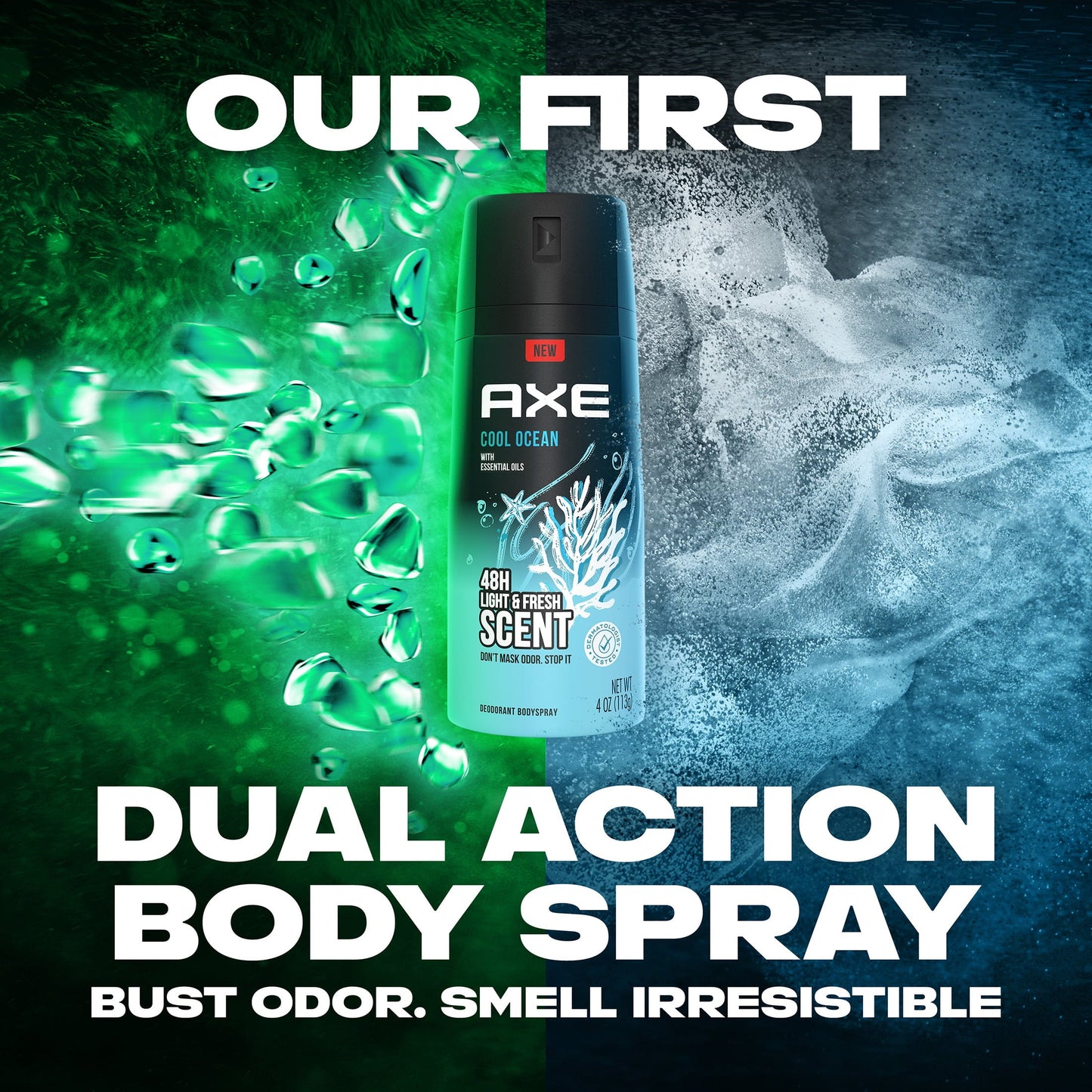 Axe Cool Ocean Long Lasting Men's Antiperspirant Deodorant Spray, Light and Fresh, 4 oz