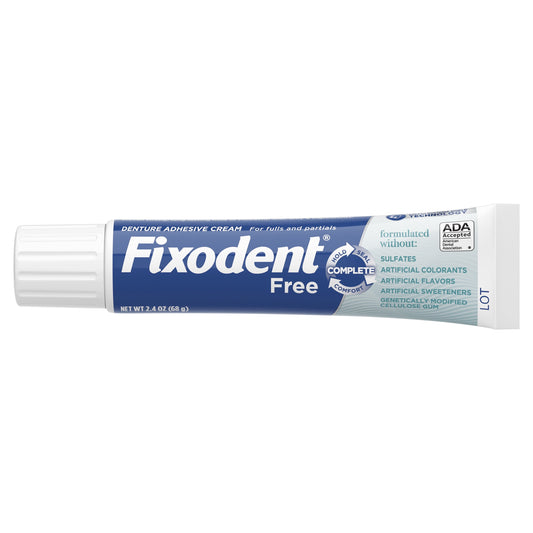 Fixodent Complete Free Denture Adhesive Cream, 2.4 oz