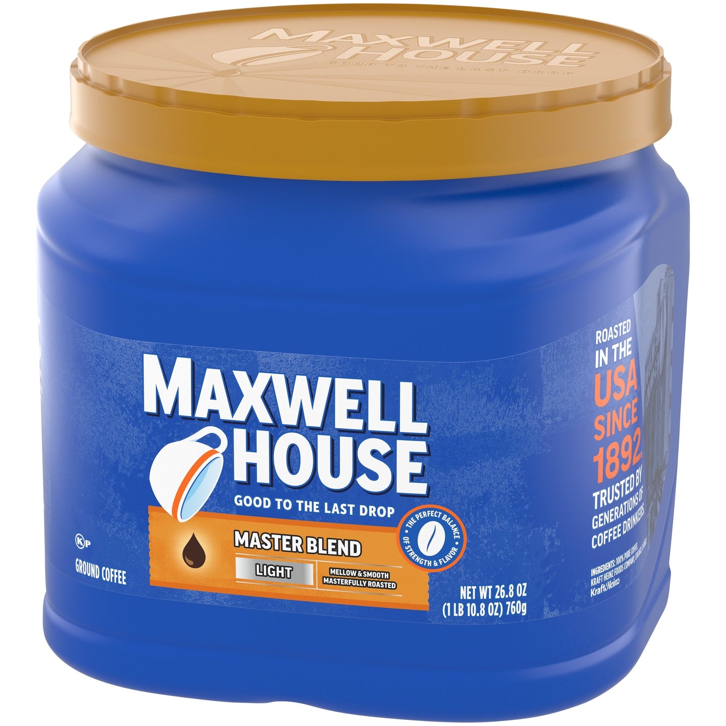 Maxwell House Master Blend Light Roast Ground Coffee, 26.8 oz. Canister