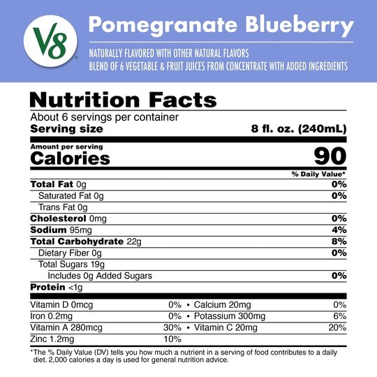 V8 Blends 100% Juice Pomegranate Blueberry Juice, 46 fl oz Bottle