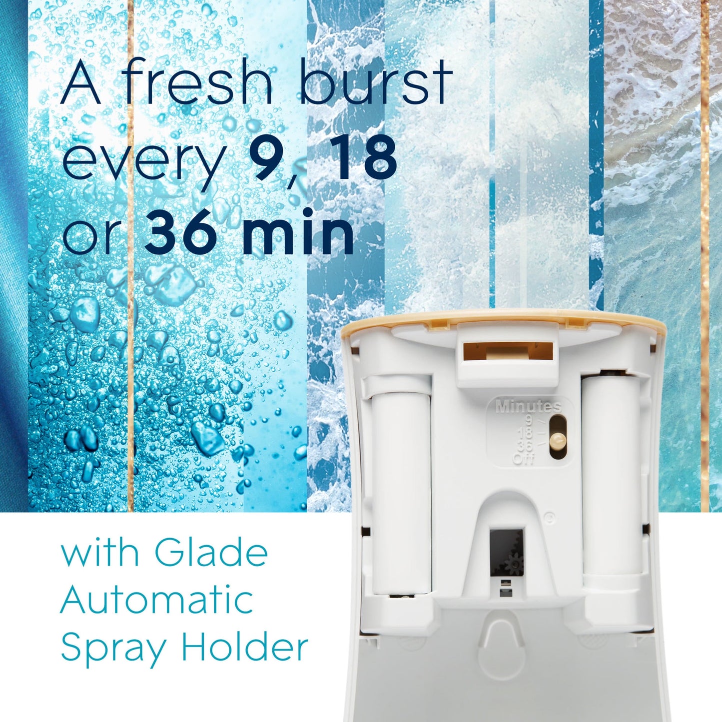 Glade Automatic Spray Refill, Air Freshener, Aqua Waves, 2 Refills, 2 x 6.2 Oz