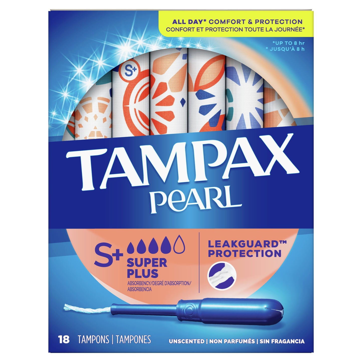 Tampax Pearl Tampons with LeakGuard Braid, Super Plus Absorbency, 18 Count