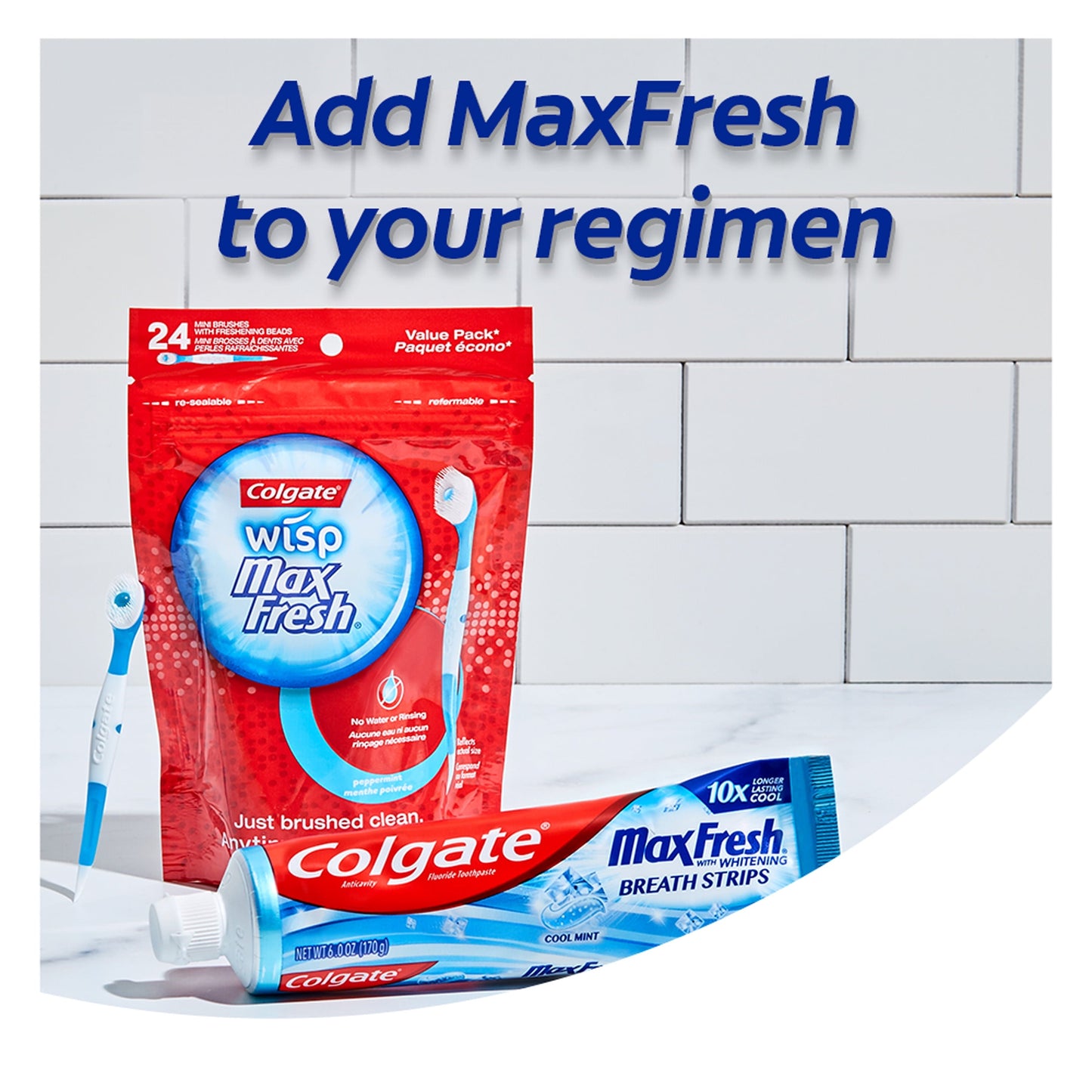 Colgate Max Fresh Knockout Toothpaste, Whitening Toothpaste with Mini Breath Strips, Mint Fusion, 3 Pack, 6.3 Oz Tubes