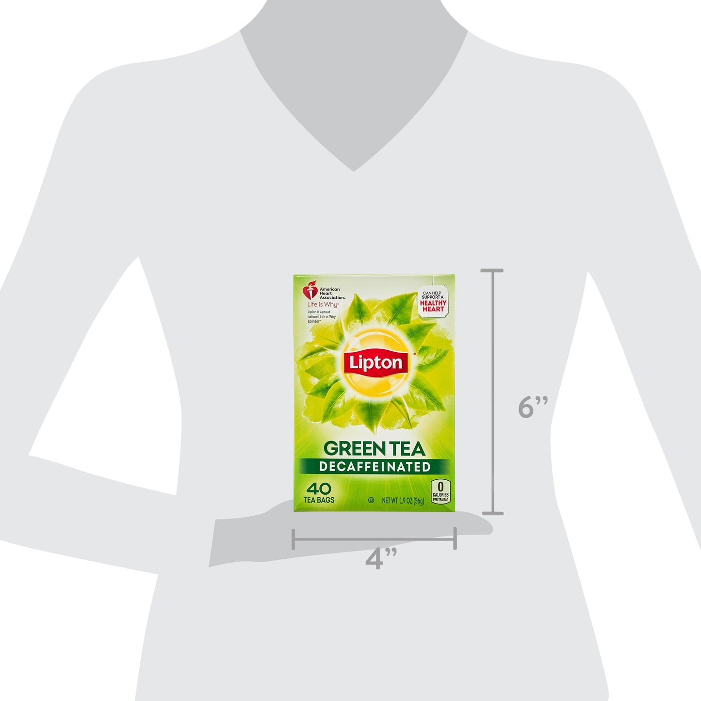 Lipton Green Tea, Decaffeinated, Tea Bags 40 Count Box