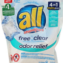 all Mighty Pacs Laundry Detergent, Free Clear Odor Relief, Pouch, 16 Count