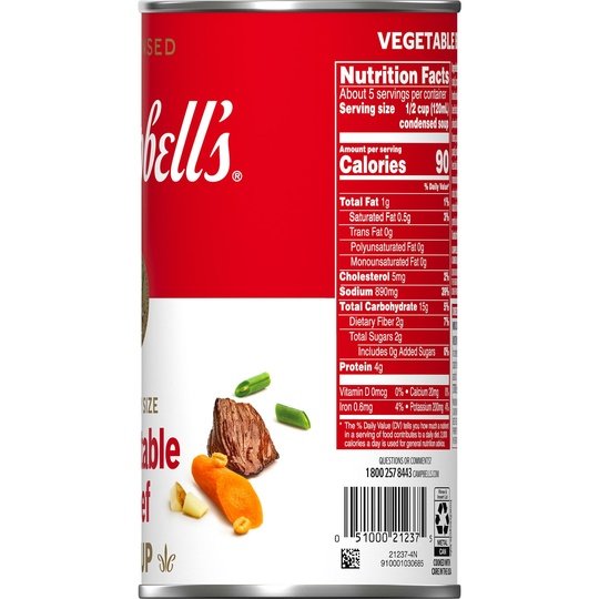 Campbell's Condensed Family Size Vegetable Beef Soup, 23 Ounce Can