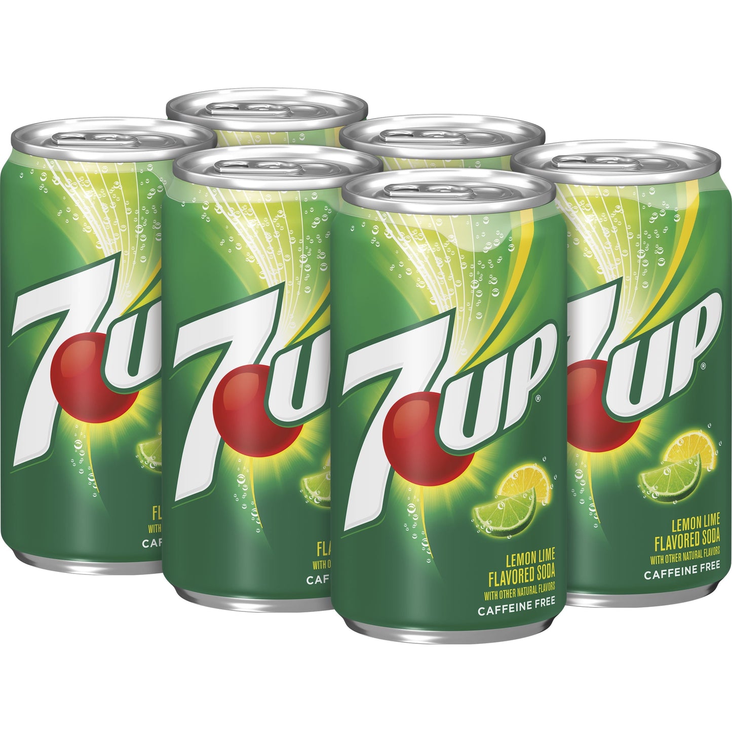 7UP Lemon Lime Soda, 7.5 fl oz, Mini Cans, 6 Pack, Allergens Free, Soft Drink