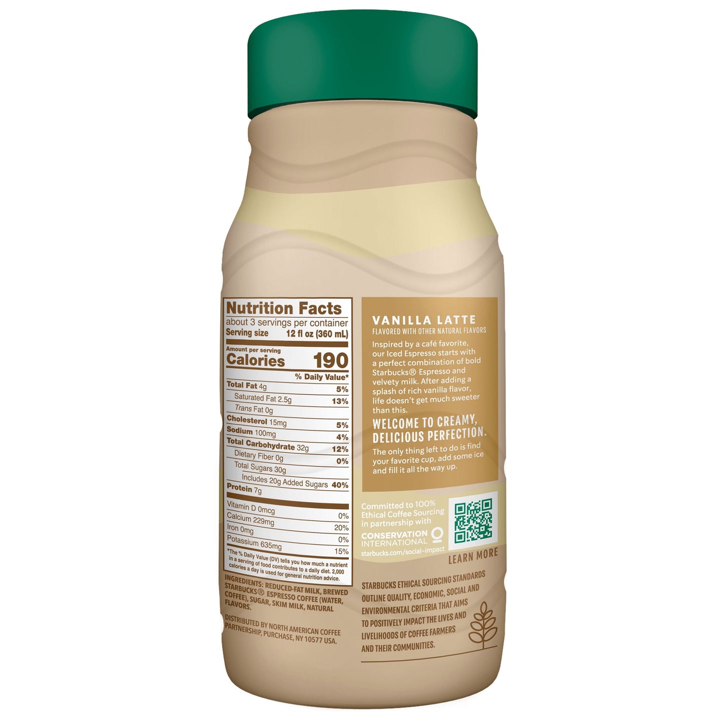 Starbucks Iced Espresso Vanilla Latte Iced Coffee Drink, 40 oz Bottle