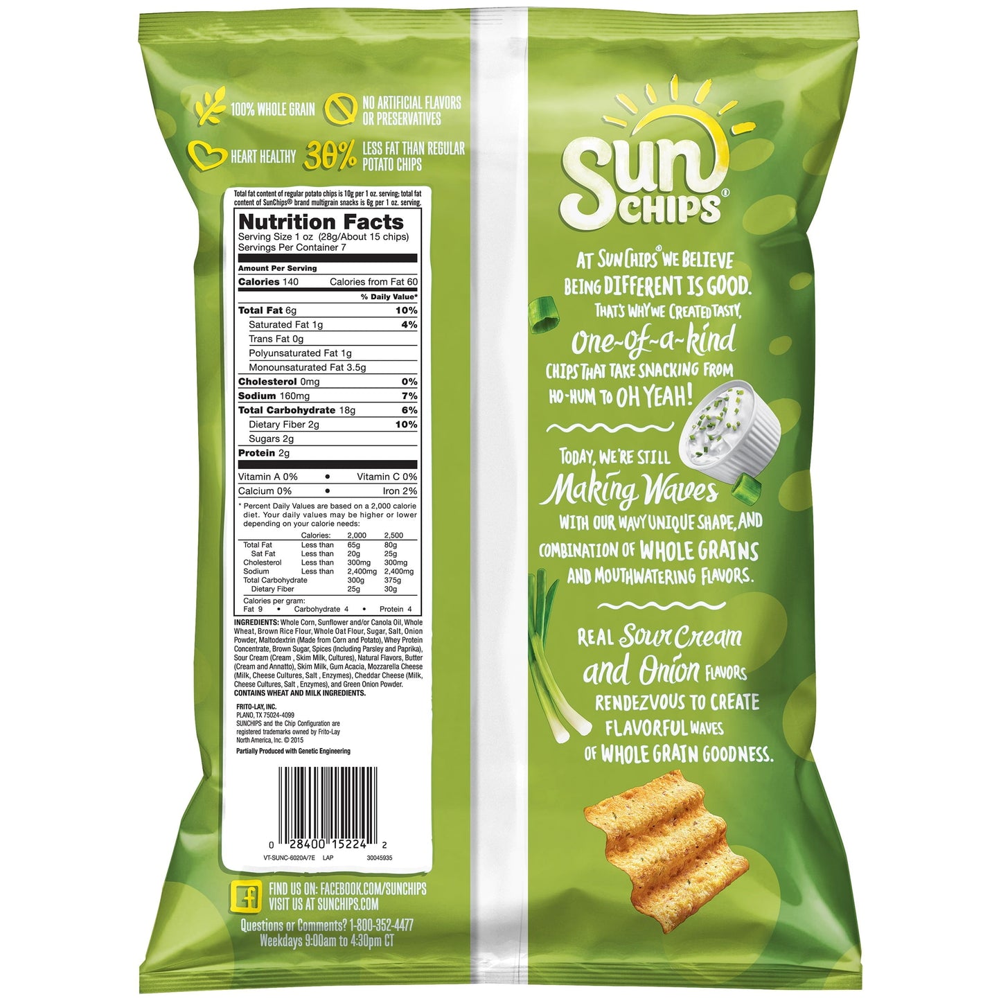 SunChips; French Onion Flavored Whole Grain Snacks, 7 oz. Bag