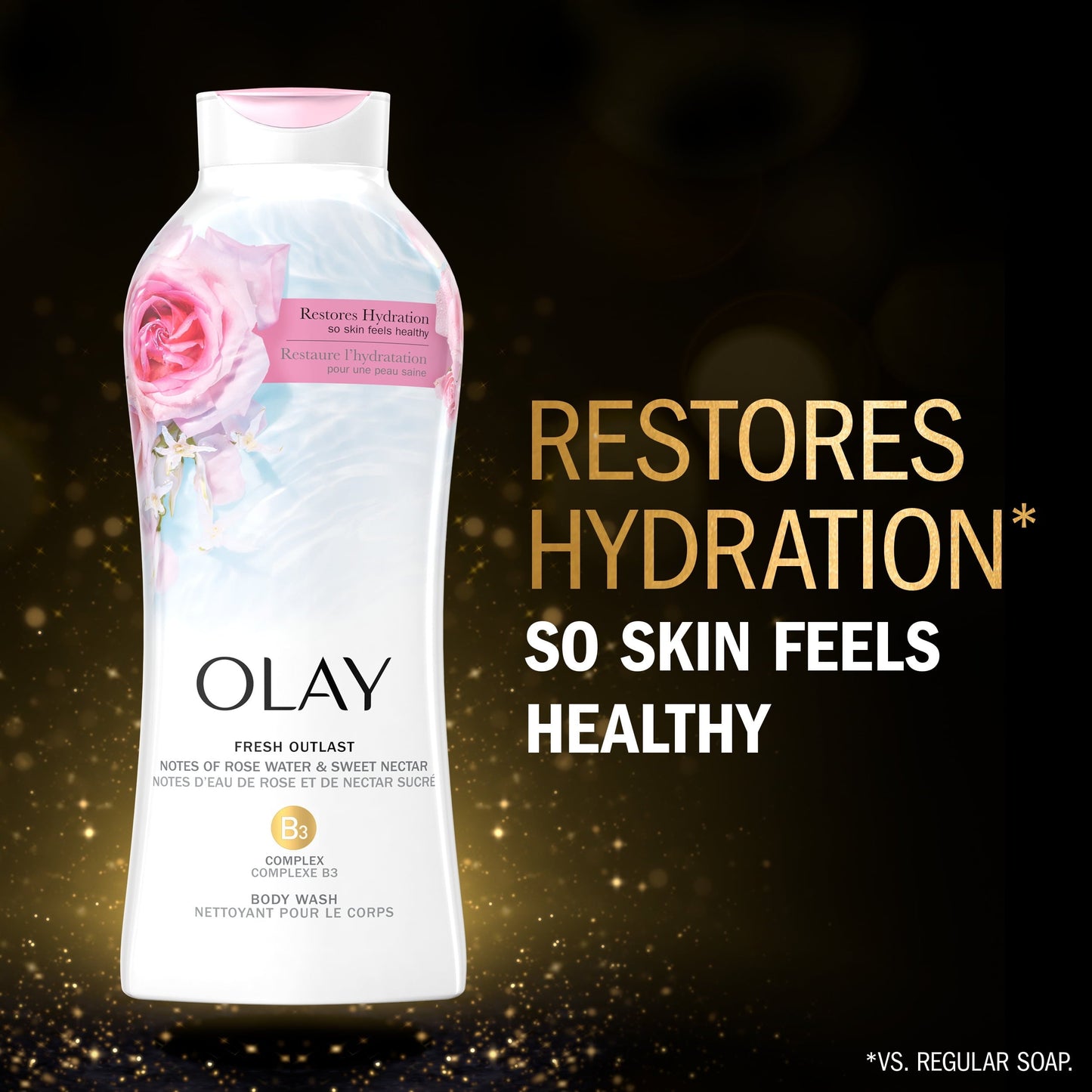 Olay Fresh Outlast Rose Water & Sweet Nectar Body Wash, 30 fl oz