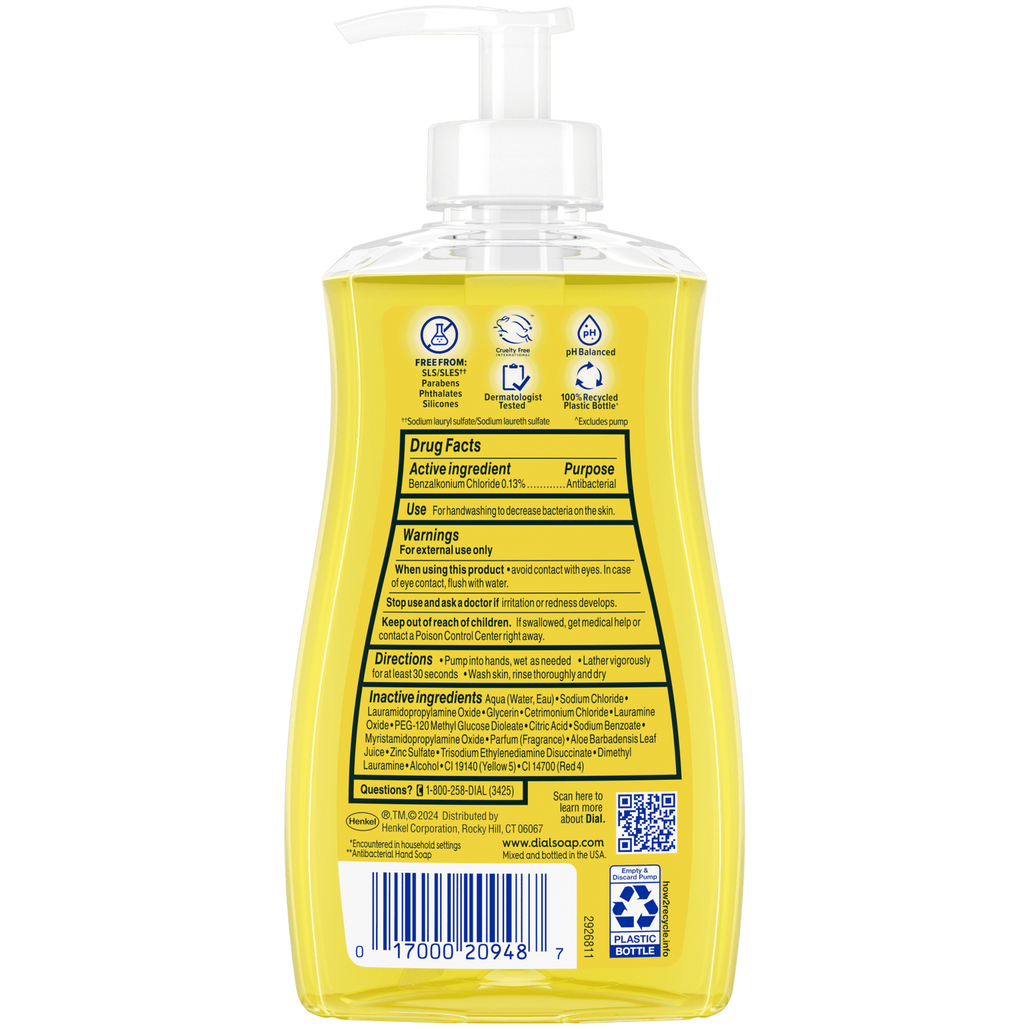 Dial Antibacterial Liquid Hand Soap, Lemon & Sage, 11 fl oz