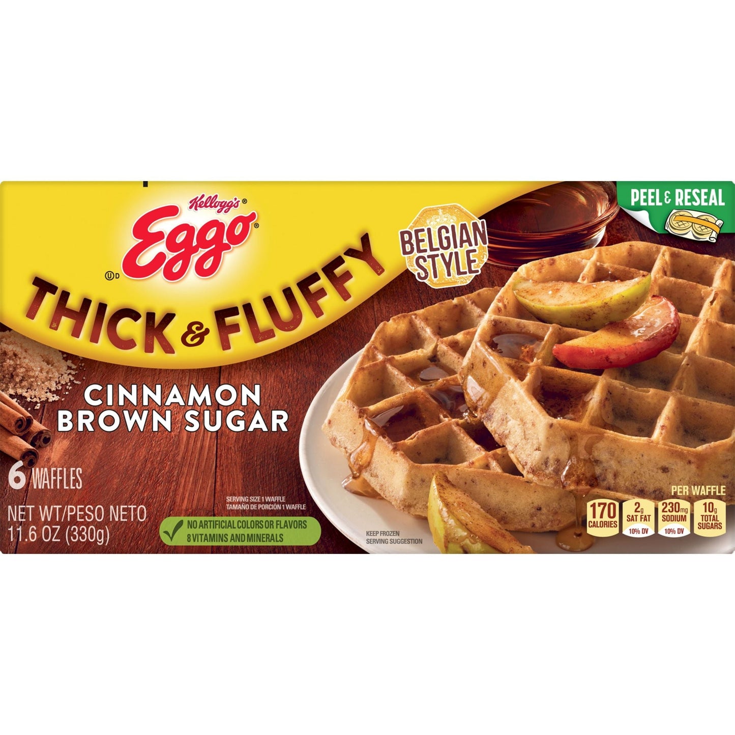 Eggo Thick and Fluffy Cinnamon Brown Sugar Waffles, 11.6 oz, 6 Count (Frozen)